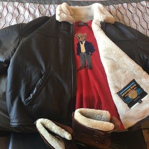 Wilson leather Shearling  bomber flight jacket.